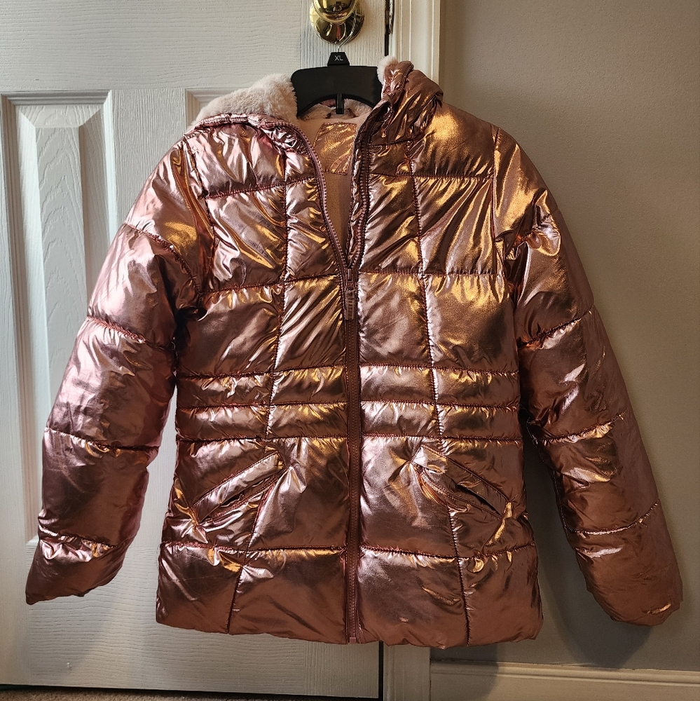 Wonder Nation Metallic Pink Puffer Coat for kids Size XL (14-16)